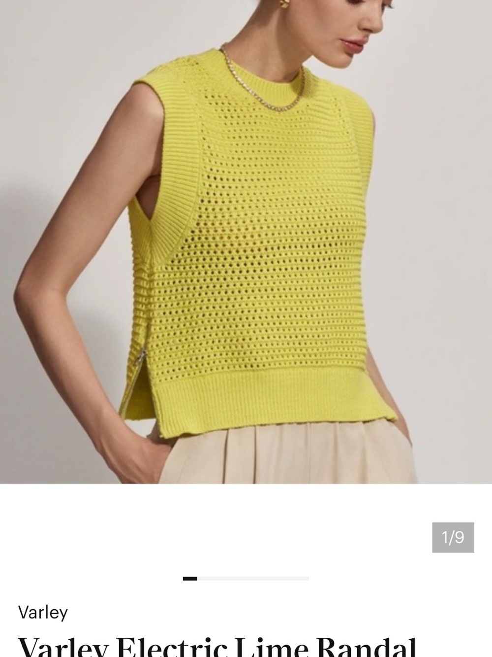 Varley Open-Knit Sleeveless Tank in Electric Lime